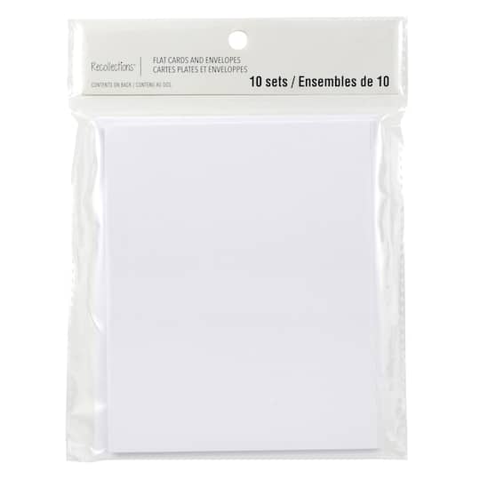 Recollections; 10 Sets of White Flat Cards & Envelopes by Recollections™, 4.25" x 5.5"; Category:Blank Cards; Image:1